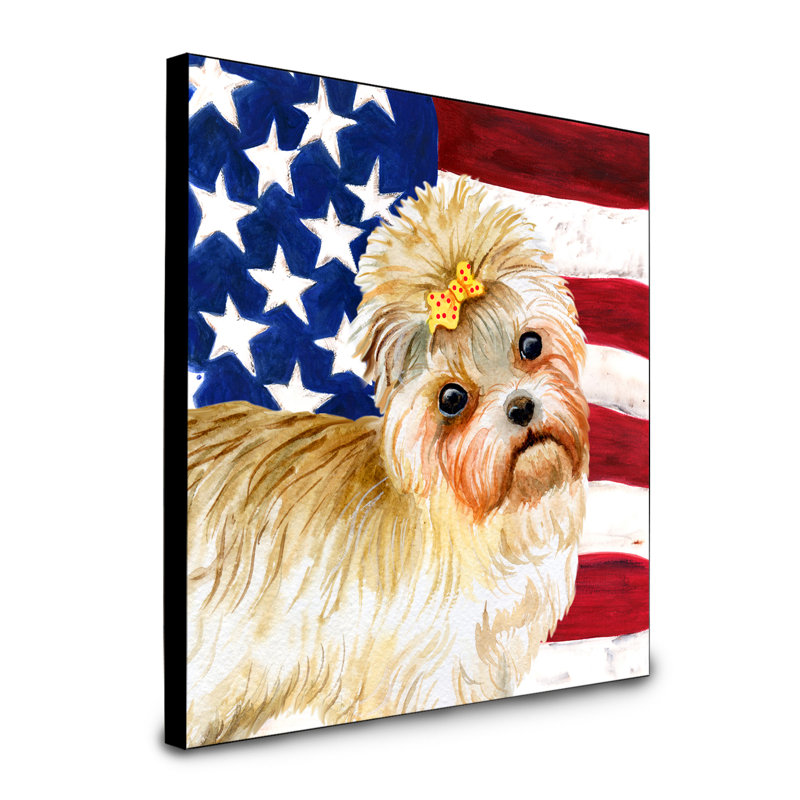 Panneau mural patriotique art Double Down, Morkie