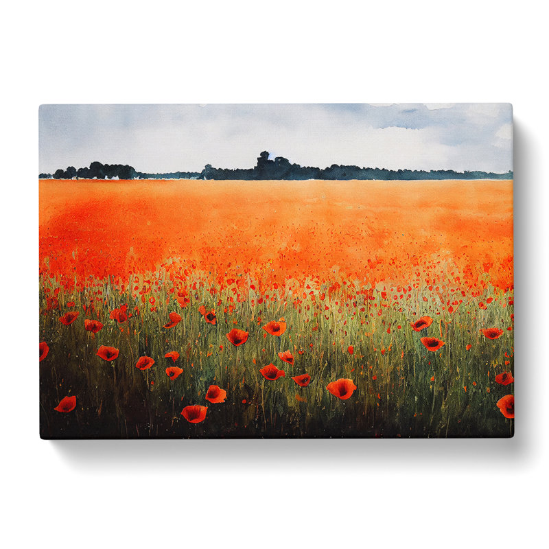 Watercolour Poppy Field Vol.8 - Wrapped Canvas, 35cm H x 50cm W x 3cm D