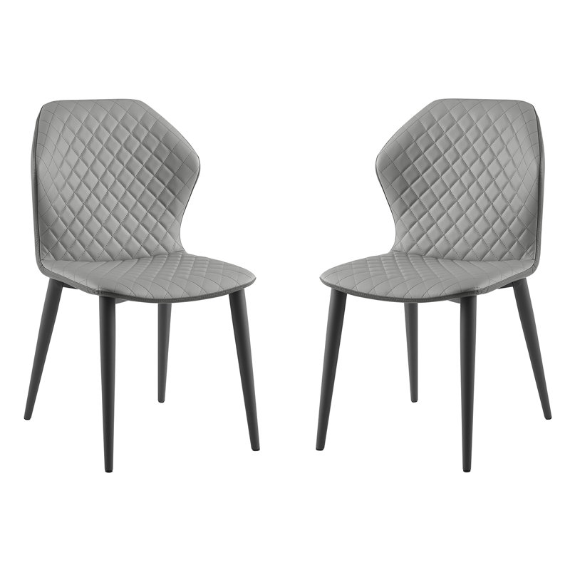 Chaise d'appoint en cuir Olivia, Gris, Noir