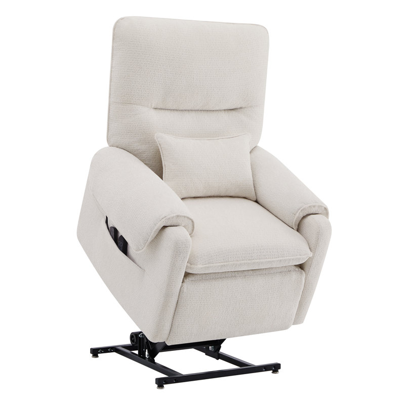 Fauteuil inclinable électrique avec chaleur et massage, 100 % polyester crème