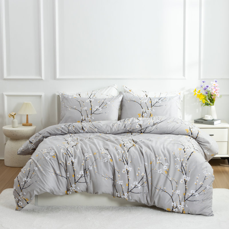 Microfiber Comforter Set, Twin XL Comforter + 4 Additional Pieces, Floral 04