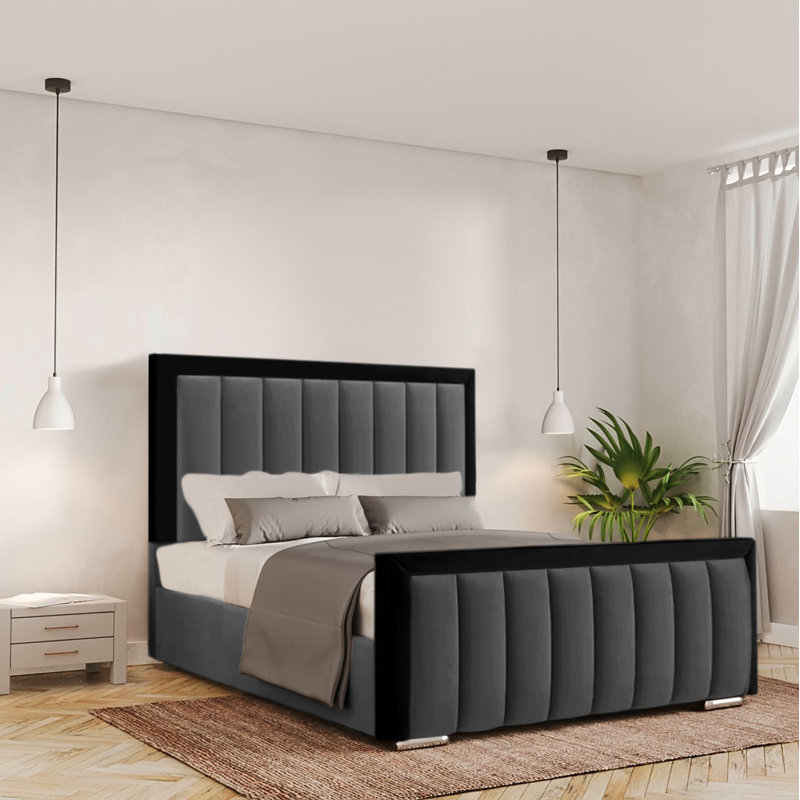 Ballal Upholstered Bed, Asphalt, Double (4'6), No