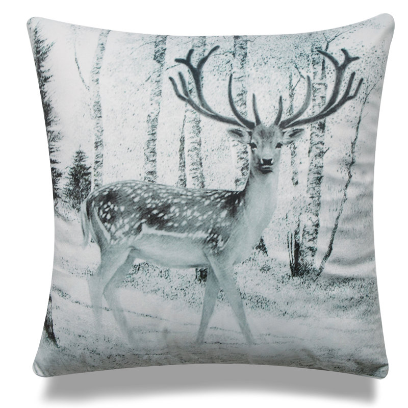 Housse de coussin carré et insert Reindeer, Polyester / Bourre en polyester