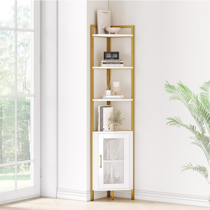 Bibian 181 cm H x 32 cm W Corner Bookcase, White