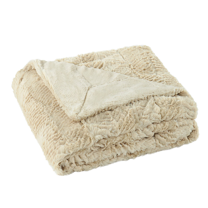 Herringbone Throw Blanket, Beige, 50" W x 60" L