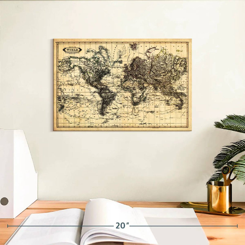 Aliaz Chart Of The World Map, 8" H x 12" W