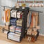 Commode multifonctionnelle à 5 tiroirs avec deux tringles suspendues et tablettes pour petits espaces, organisateur de chambre à coucher et de vestibule-125587592