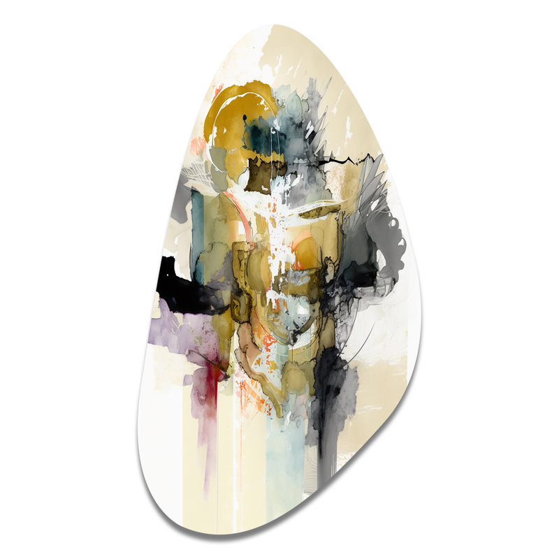 Alizarin ordre - art mural asymétrique abstrait encre liquide en forme d'automne, H 31 po x l 17 po