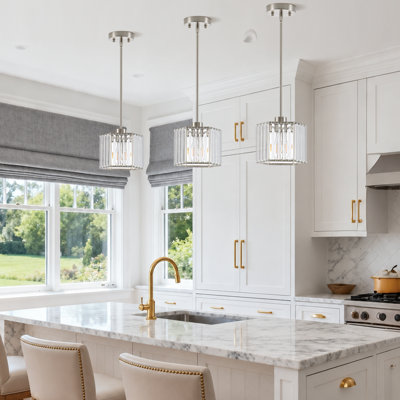 Luminaire suspendu hexagonal en cristal 1 lumière pour îlot de cuisine 7,87 po Michiel