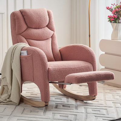 Chaise berçante en tissu avec repose-pieds Teddy