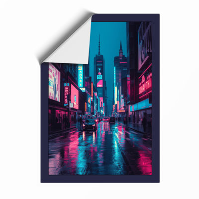 Neon Street Reflections Modern - Print