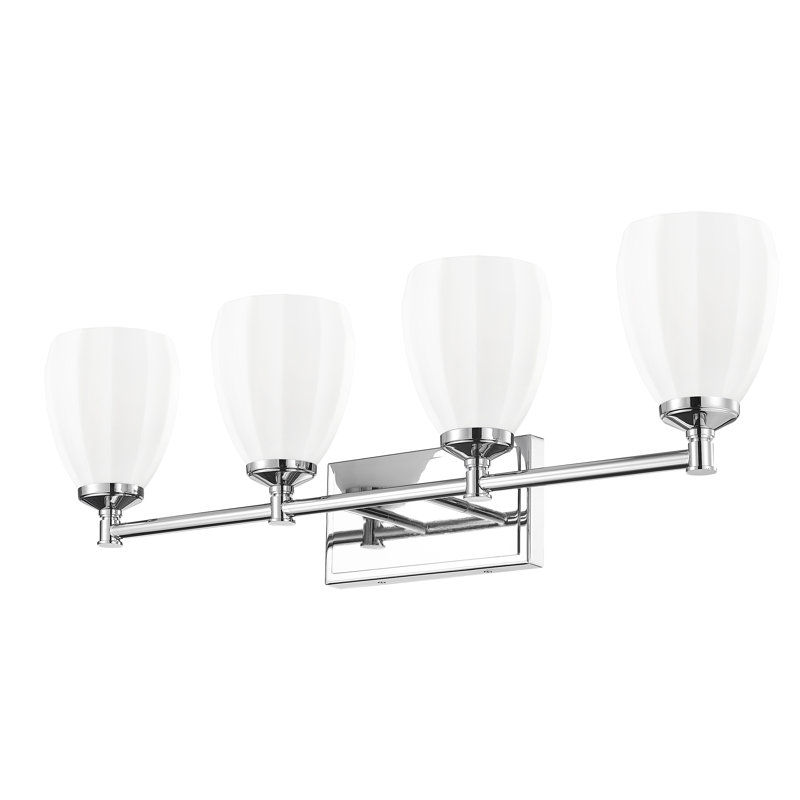 Coiffeuse Mattera, H 10 po x l 31 po x P 6,5 po, Chrome, Quatre lumières