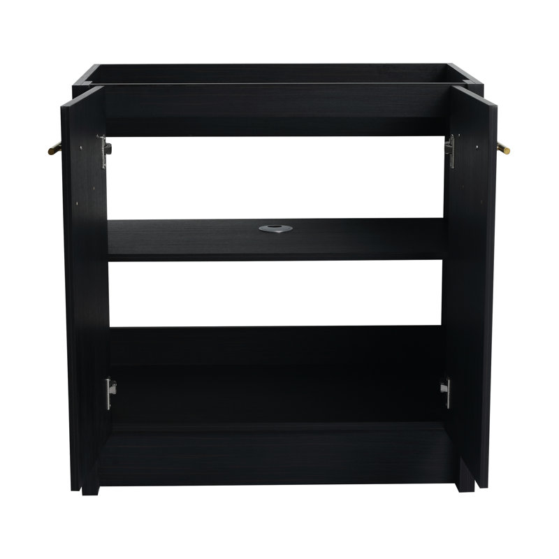Meuble-lavabo de salle de bain autoportant 30 po - Châtaignier noir, modèle moderne séduisant, porte à fermeture en douceur, grand rangement avec tempérament captivant de 30 po