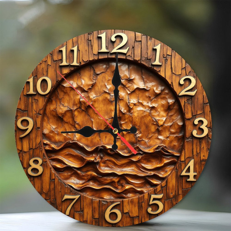 Hand Carved Wooden Ocean Wave Wall Clock