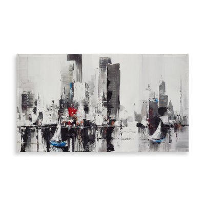 Industrial Boat Bedroom Tablecloth - Abstract Boats Cityscape
