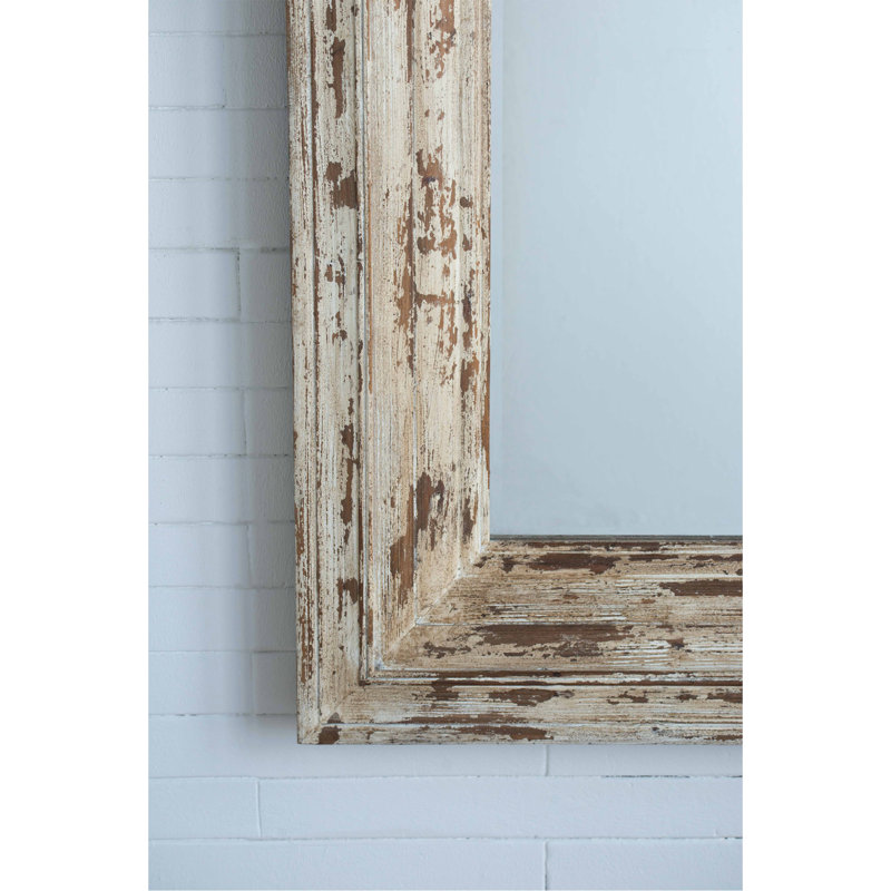Miroir de plancher rectangulaire pleine longueur avec cadre en bois vieilli