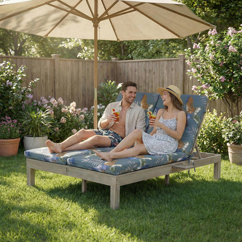 All-Weather Patio Chaise Lounge Cushion With 28D High-Density Foam, Waterproof Fabric, And Washable Cover For Pool And Garden Recliners