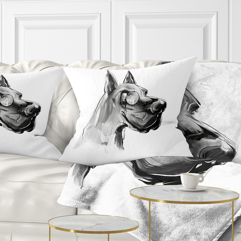 Coussin English Bulldog with Monocle, 16 po x 1 po, Carré