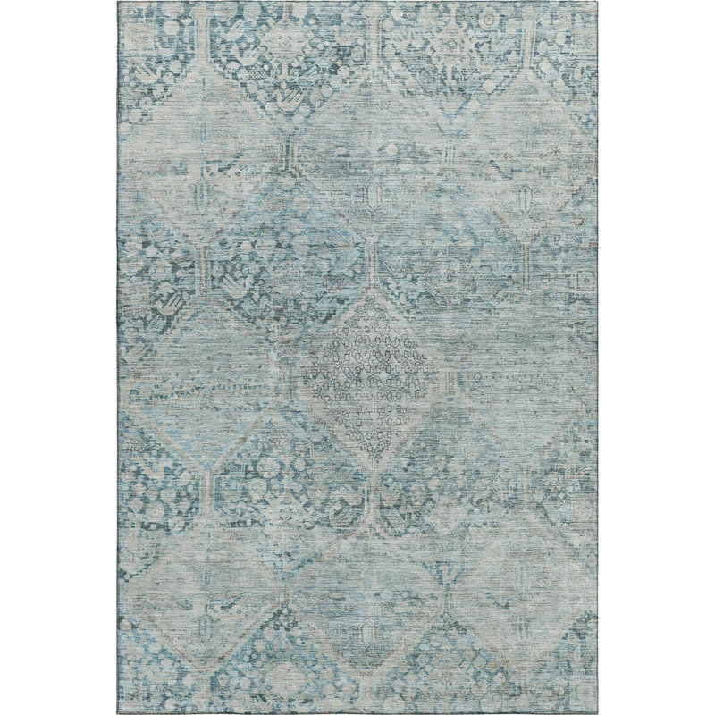 Premium Machine Washable Bucz AMF1745 Geometric Rug, Rectangle 5' x 7'6"