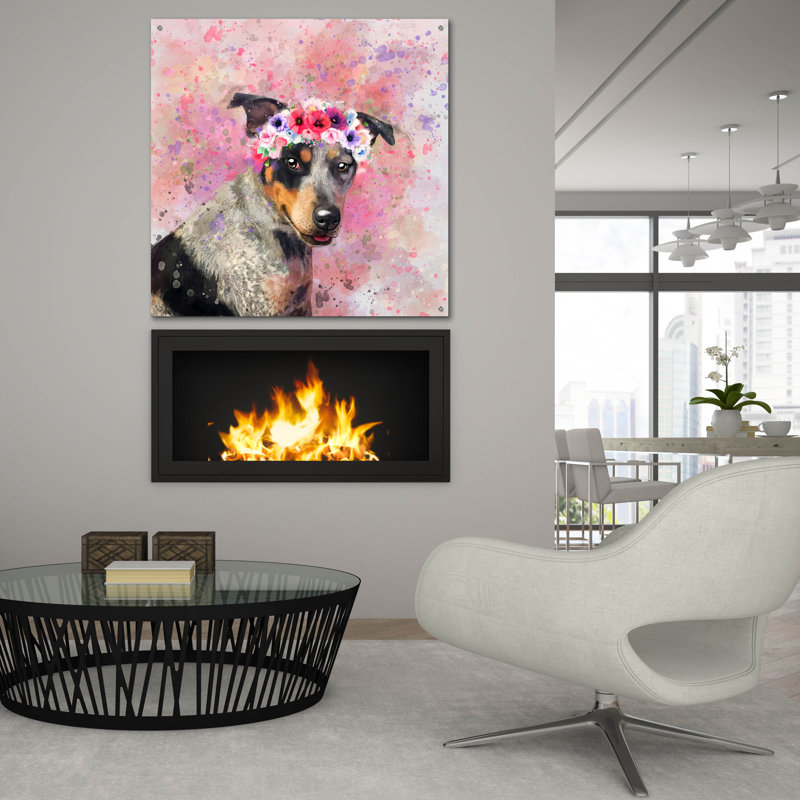 Art mural en verre épique «Flower Crown, H 36 po x l 36 po x P 0,2 po