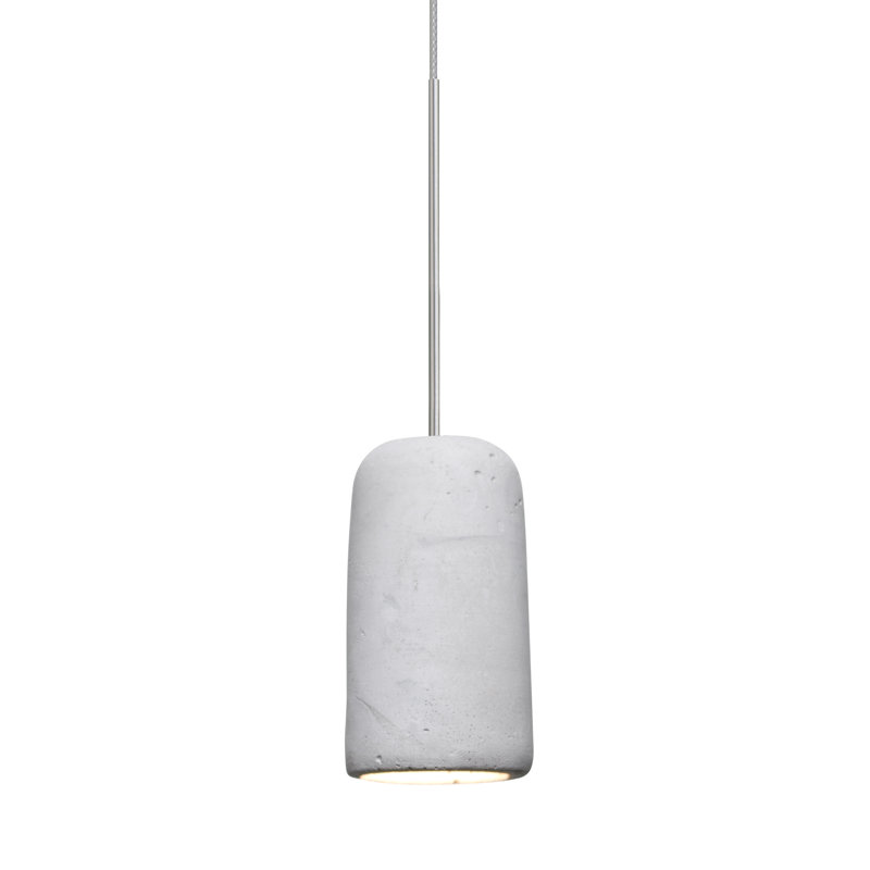 Luminaire suspendu à cylindre simple 1 lumières Glide, Nickel satiné, Naturel