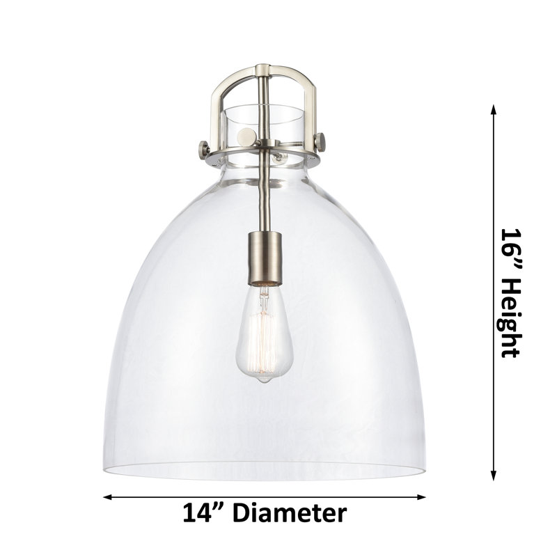 Luminaire suspendu 1 lumière Badillo, Laiton brossé, Mercure, H 18,25 po x l 14 po x P 14 po