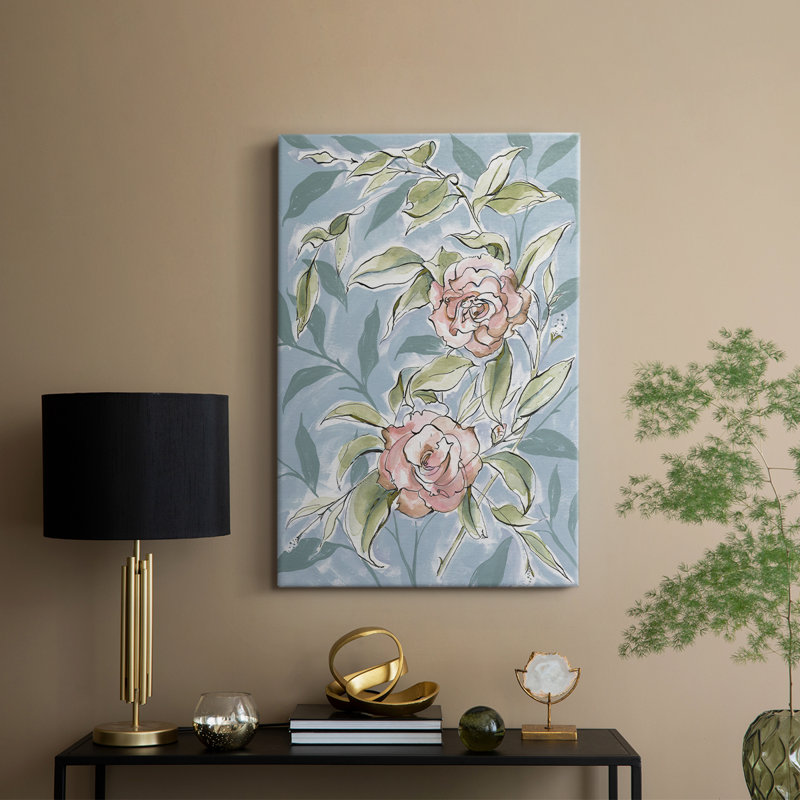 Camélias délavés II - galerie Cavas sur mesure, H 60 po x l 40 po