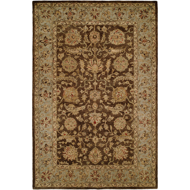 Wool Oriental Area Rug in Brown, Rectangle 9'6" x 13'6"