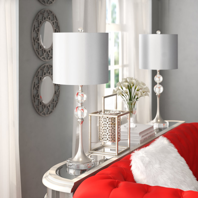 Jennieve Lamp, Brushed Nickel, Gray