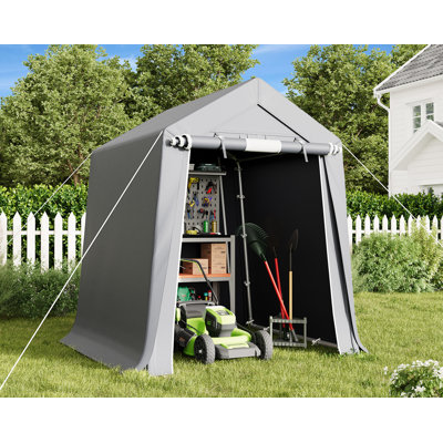 6 X 8 Ft Carport Storage Shed, Tools Room, Outdoor Carport Canopy With Rolled Up Zipper Door