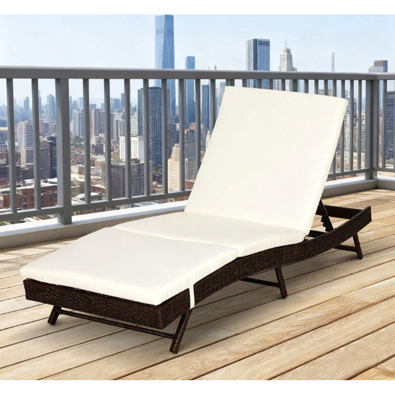 Chaise longue de patio, chaise de piscine, Noir, Blanc