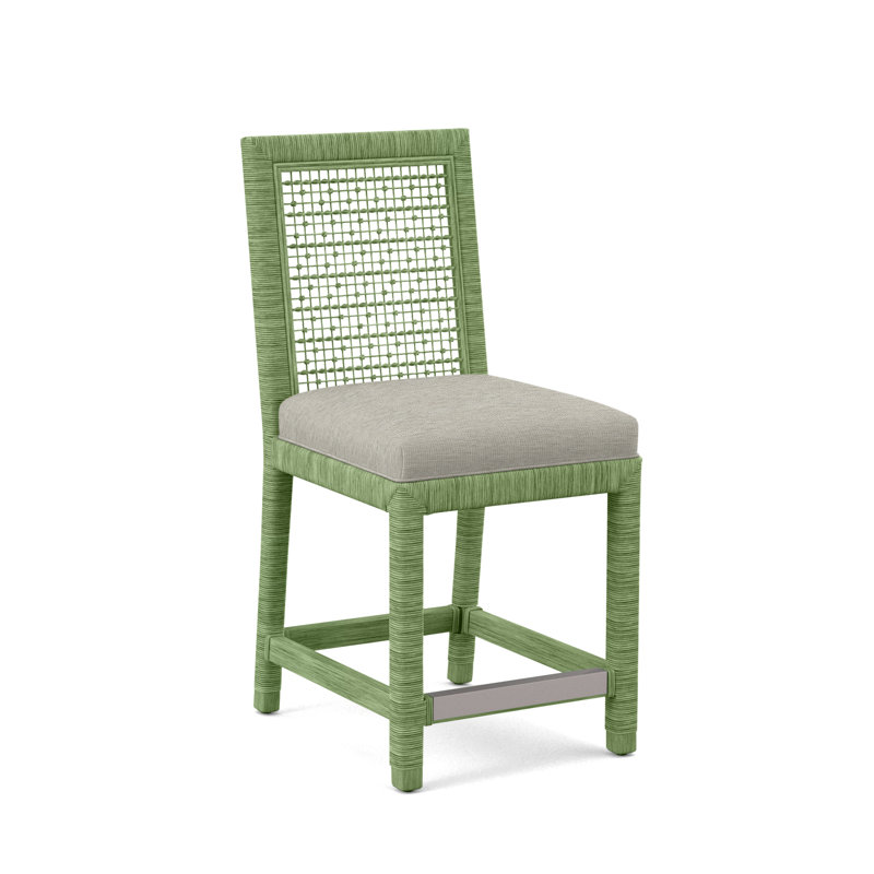 Pine Isle 24" Counter Stool, Sunbrella Beige Pinstripe; 6205-74, Celery