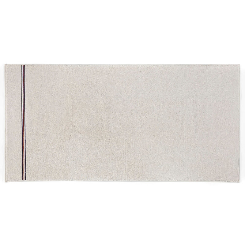 Serviette de bain 100% coton Stalcup, Crème / rouge / bleu foncé