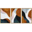 «Mid Century Shape», impression géométrique sur toile abstraite encadrée brune et bleue 3 pièces-119461137-94434432-94434433