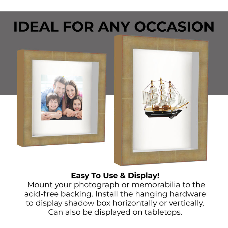Reyr Black Solid Wood Shadow Box Picture Frame, 10" x 11"
