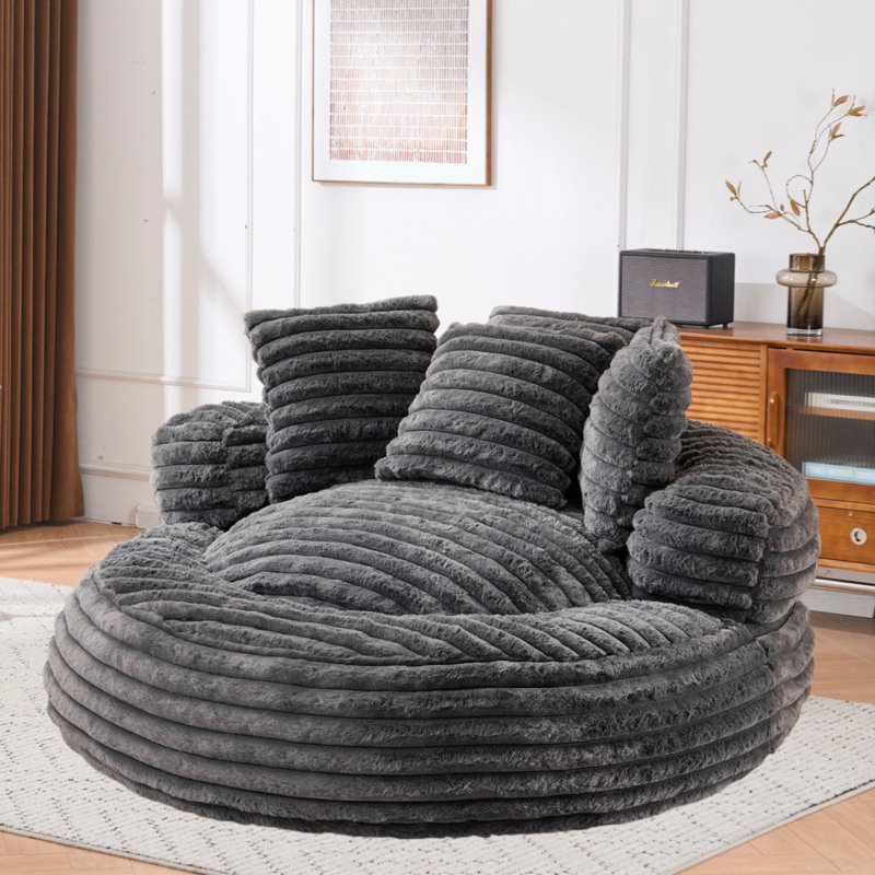 Pouf géant de 140 cm pour adultes, grand fauteuil lounge en velours côtelé avec rembourrage en mousse compressée, fauteuil de lecture confortable pour le salon et la chambre.