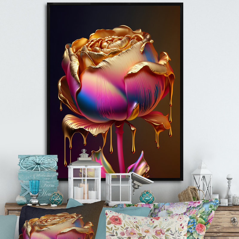 «Bromelton Rainbow Peony», impression sur toile, H 40 po x l 30 po x P 1,5 po, Cadre flottant noir