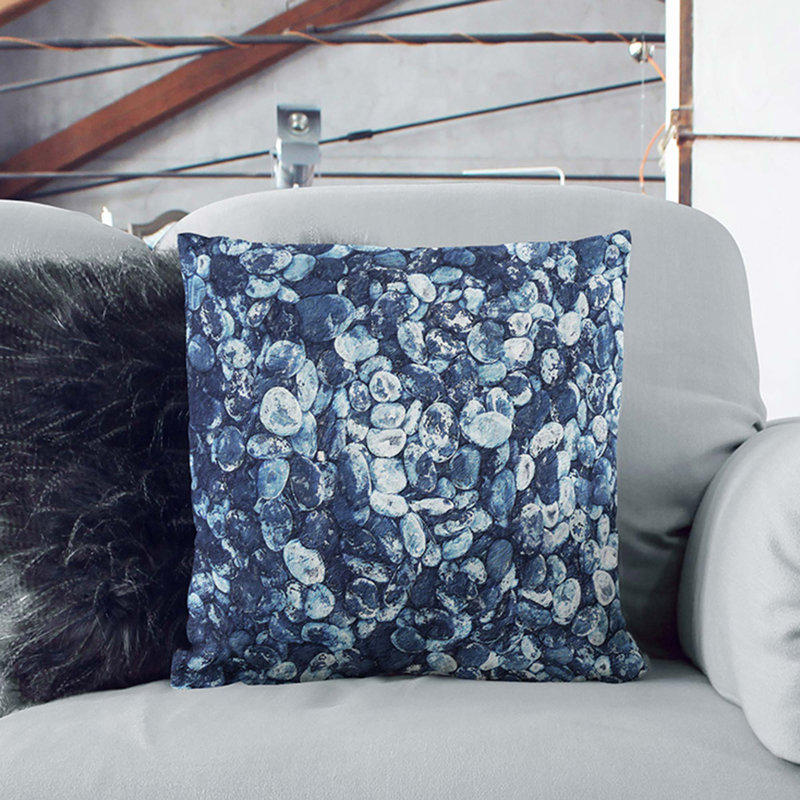 Pebbles on the Beach Cushion with Filling, 55cm H x 55cm W x 20cm D, Black