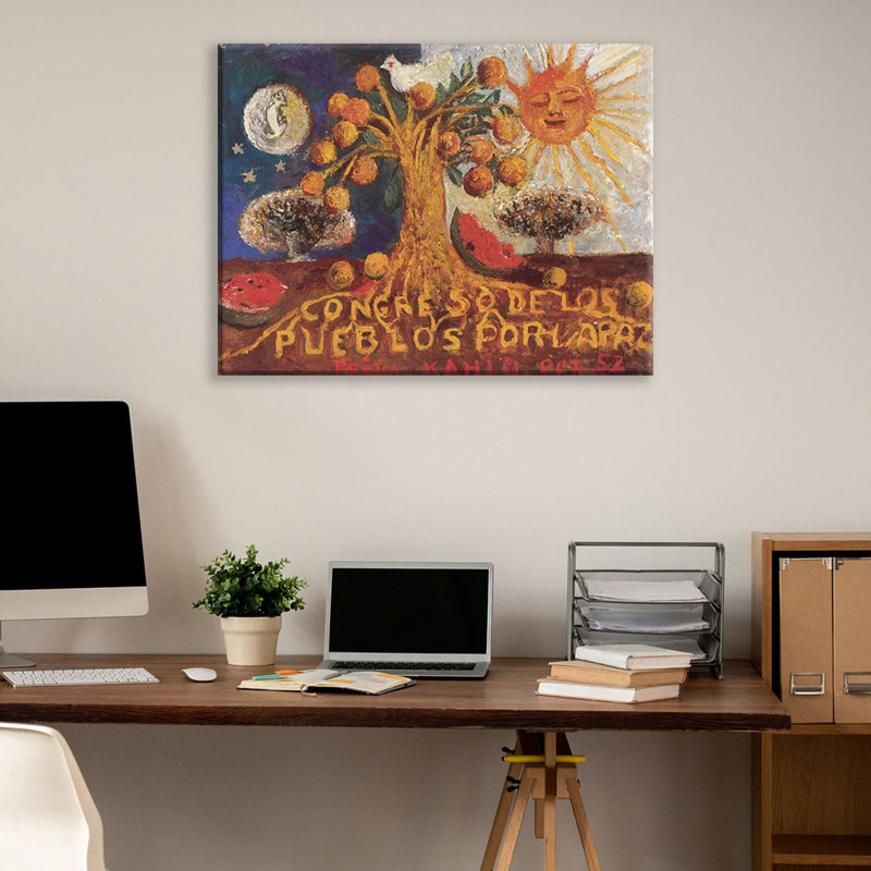 «of People for Peace» par Frida Kahlo, toile tendue avec châssis, H 17 po x l 24 po
