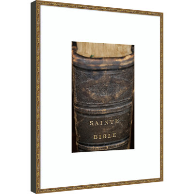 Ancienne bible, impression sur bois encadrée