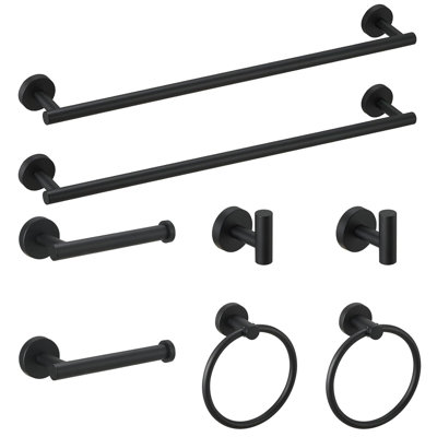 8 Piece Bathroom Hardware Set Wall Mounted Bathroom Accessories Kits Stainless Steel Bathroom Towel Holder Set