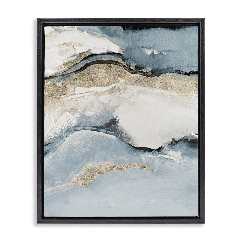 «Blue Organic Agate» par Lanie Loreth, Cadre flottant noir de jais, H 21 po x l 17 po