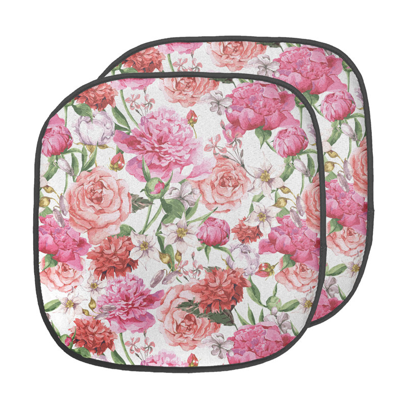 Outdoor 1.38'' Dining Chair Seat Cushion, White/Pink