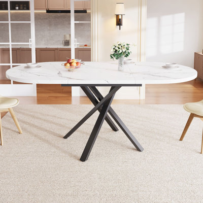 Extendable Metal Base Dining Table