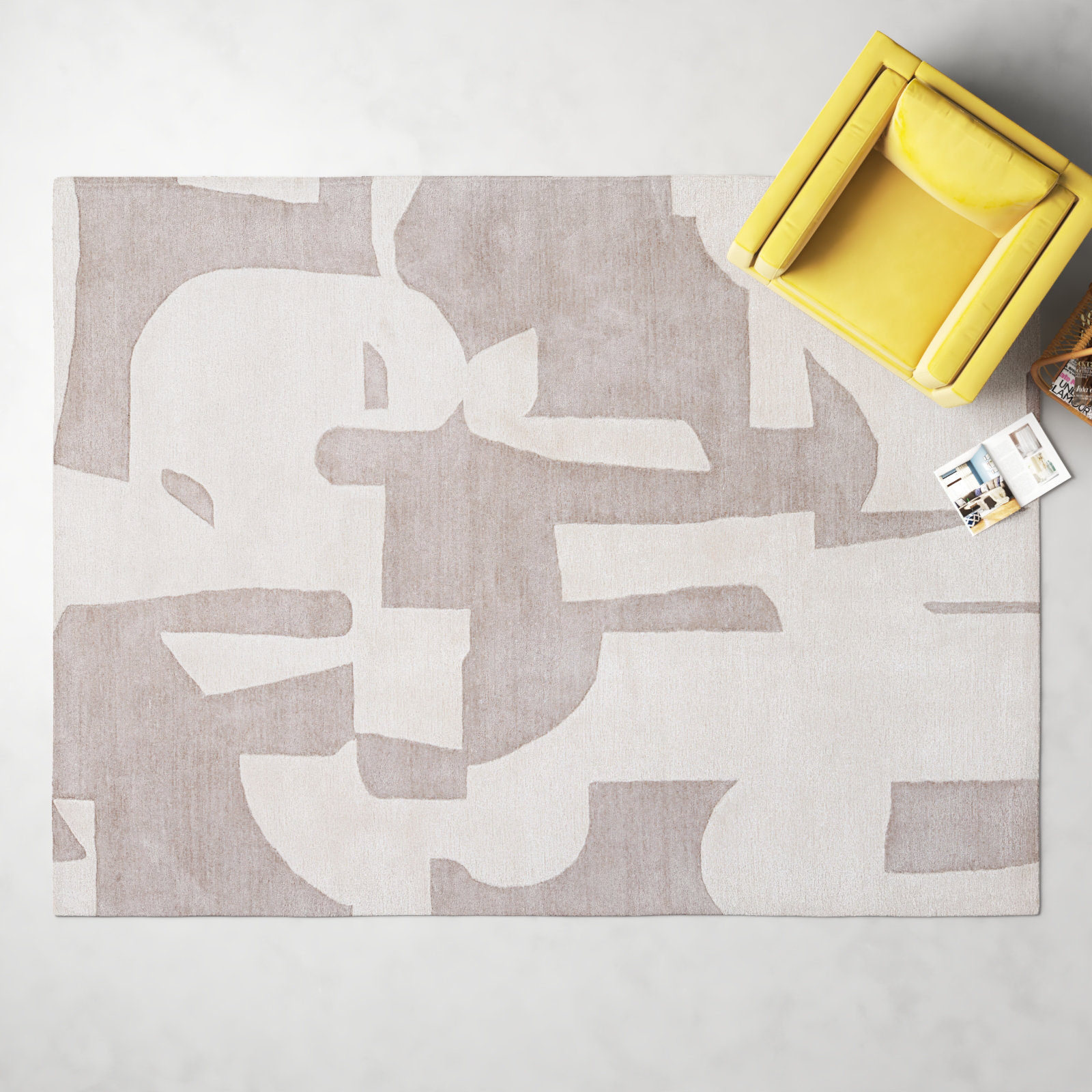 Taupe Cream Hand-Woven Abstract Rug, Rectangle 9' x 12'