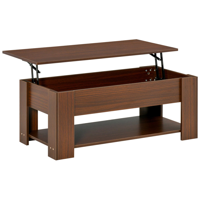 Table basse Adaisha avec plateau relevable et tablette de rangement, Brun