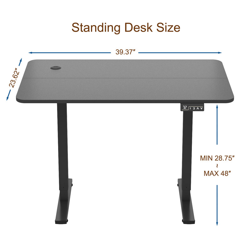 Bureaux debout à hauteur réglable Putnam, Noir, noir, noir, noir, H 48 po x l 39,37 po x P 23,62 po