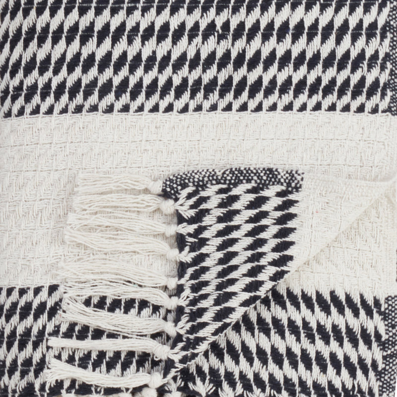 Sevan Collection Hand Woven Throw Blanket, Navy Blue