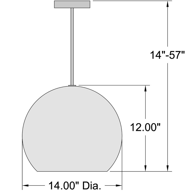 Luminaire sphère suspendu 1 lumières simple Caviness, H 12 po x l 14 po x P 14 po, Oui
