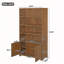 Grande armoire de rangement avec portes cannelées et plateau en faux marbre-133701354